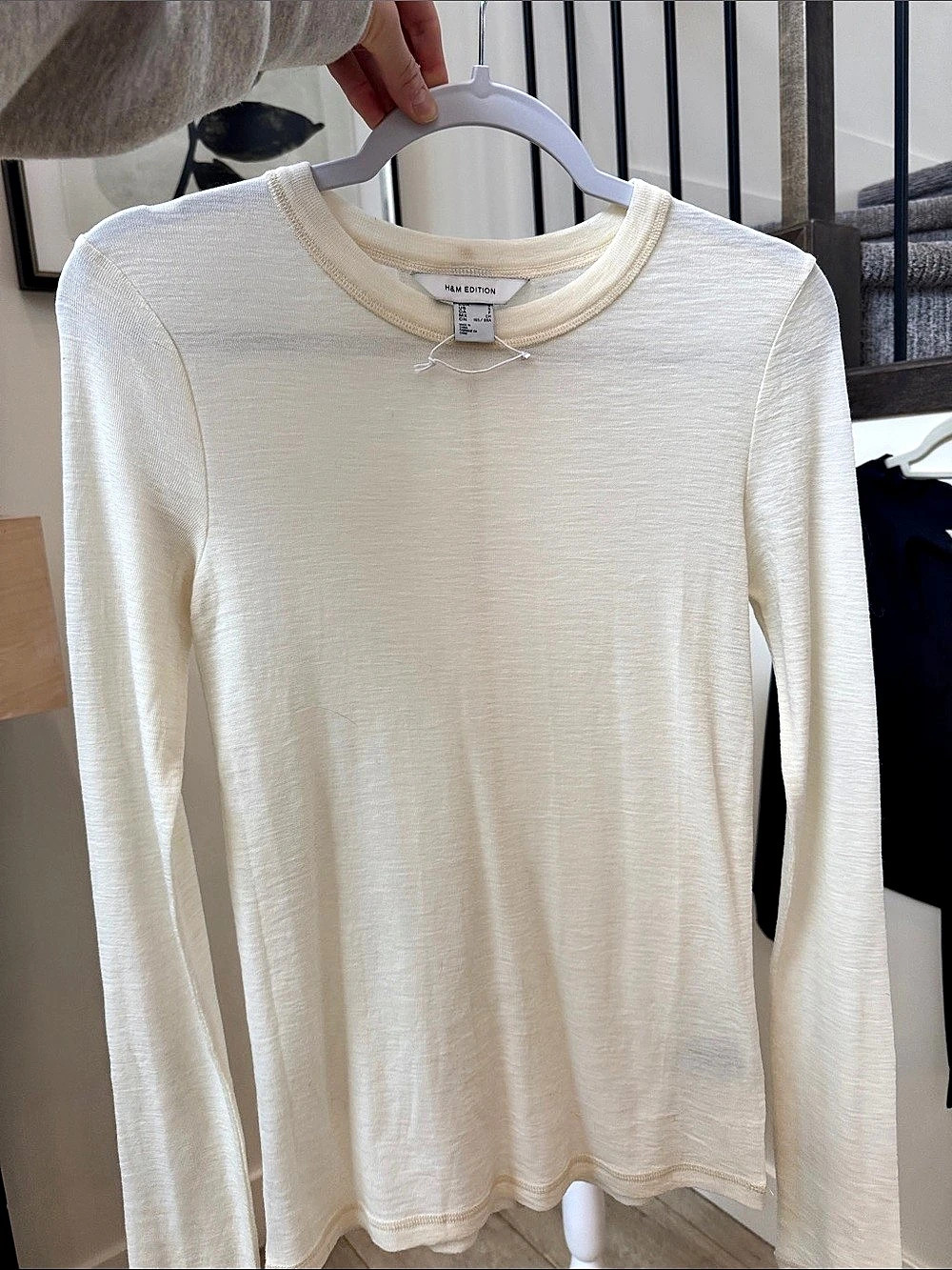 H&M Edition Long Sleeve Top in Cream Size Small Like New